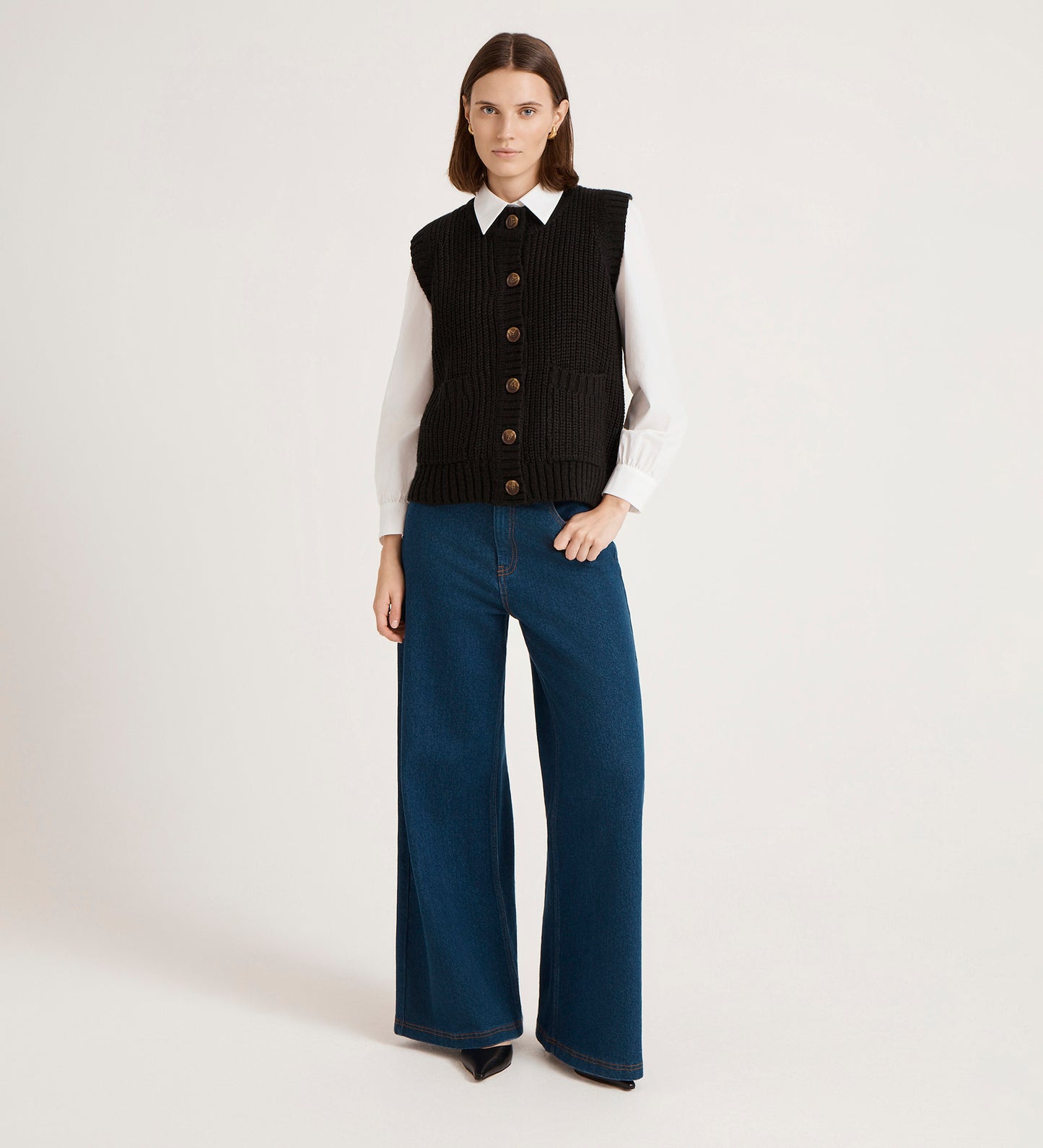 Janette Black Knitted Vest