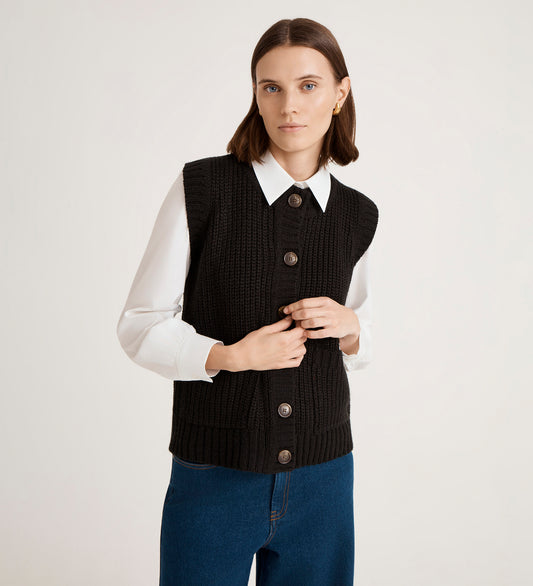 Janette Black Knitted Vest