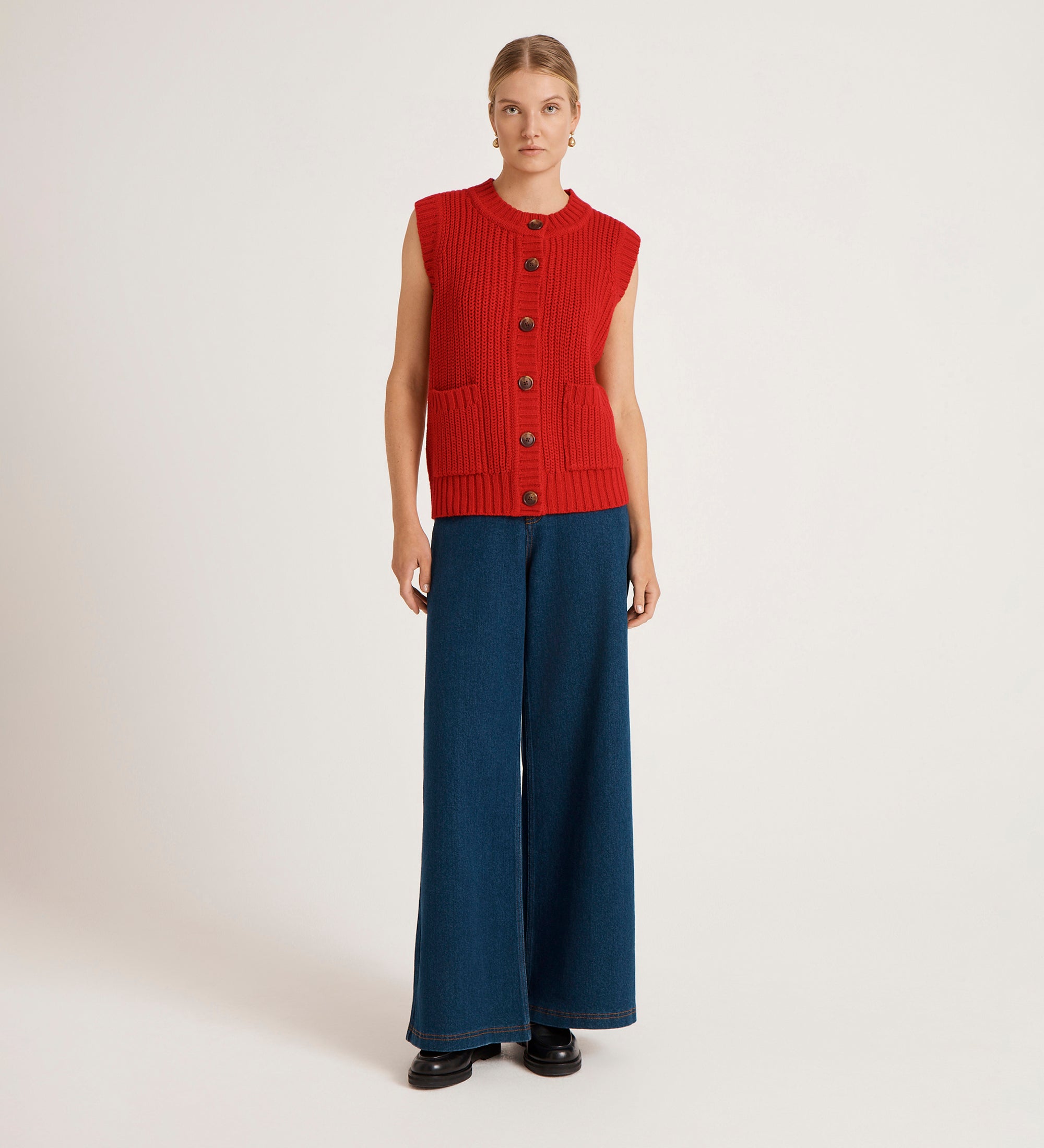 Janette Red Knitted Vest – Finery London