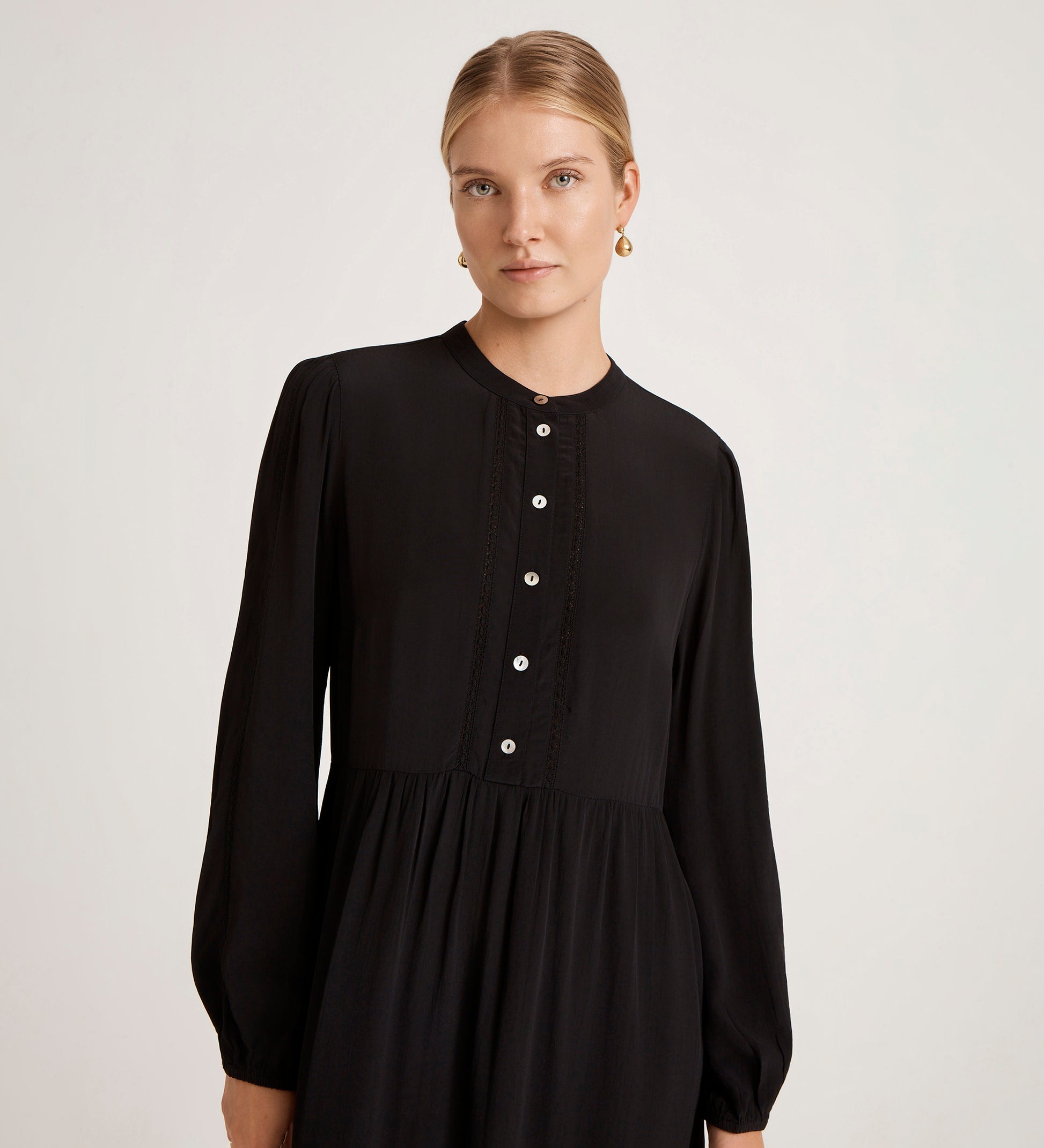 Jasmine Black Lace Trim Crepe Midi Dress | Finery London Jasmine Black Lace Trim Crepe Midi Dress | Finery London