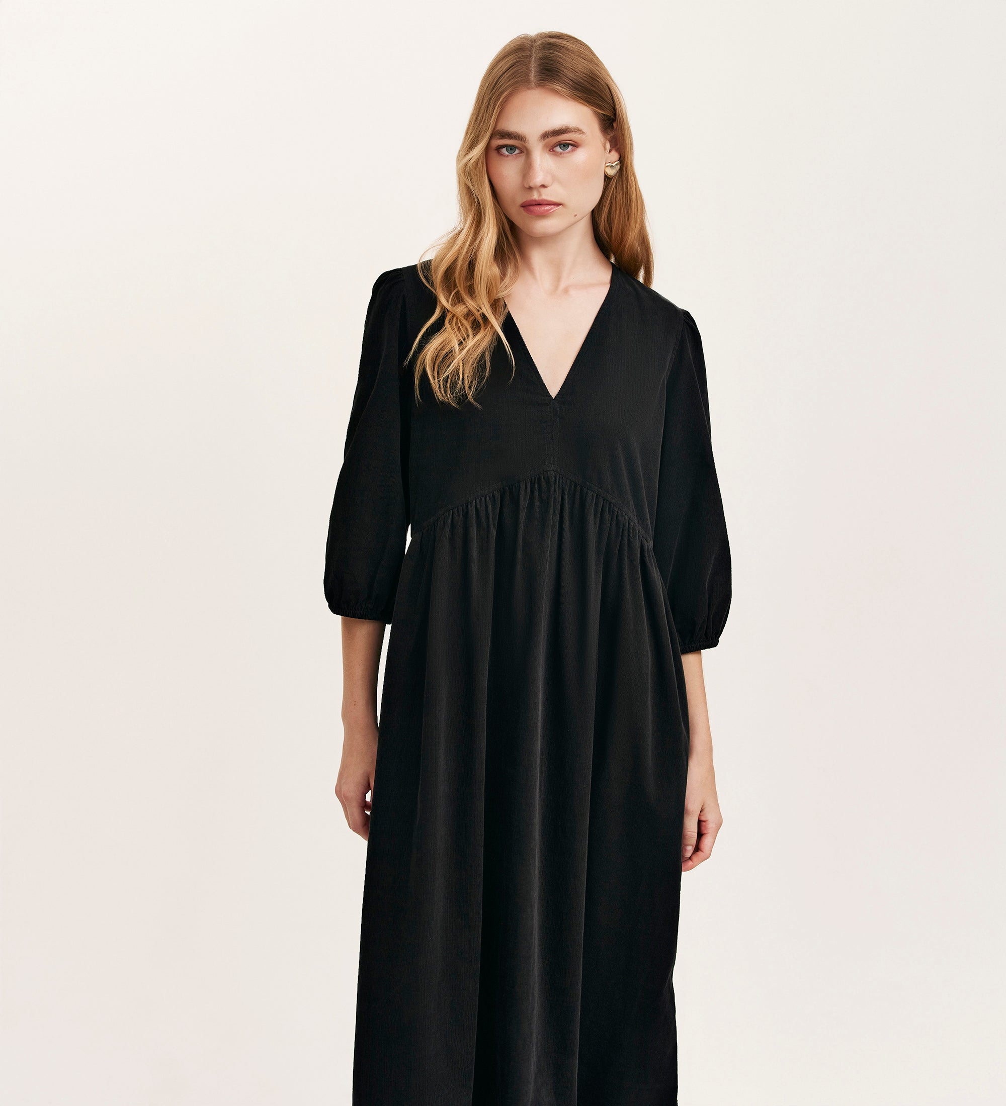 Jaz Black Corduroy Midi Dress – Finery London