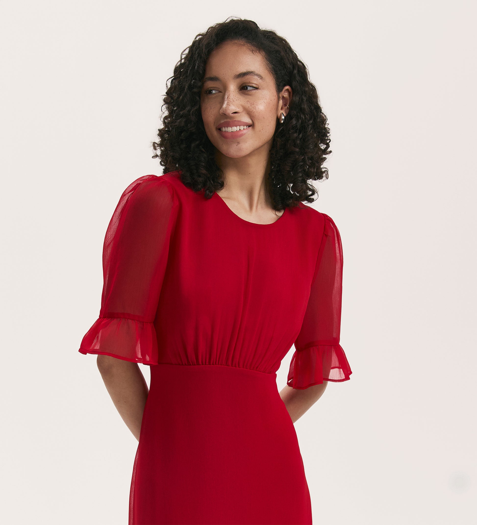 Jennifer Red Chiffon Midi Dress Finery London Jennifer Red Chiffon Midi Dress Finery London