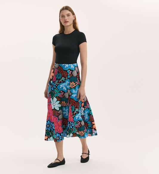 Jessie Blue Floral Midi Skirt