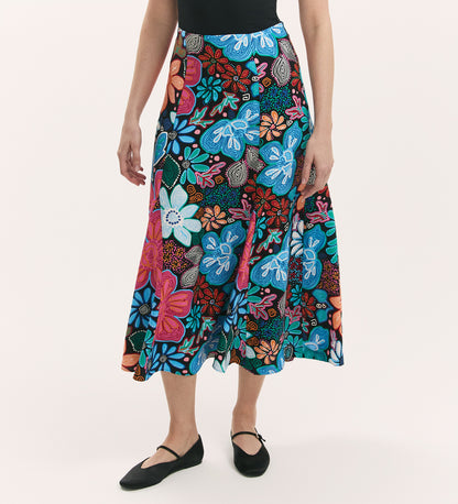 Jessie Blue Floral Midi Skirt