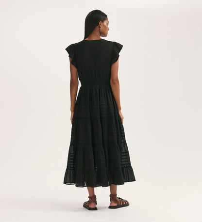 Jude Black Cotton Tiered Midi Dress Finery London Jude Black Cotton Tiered Midi Dress Finery London