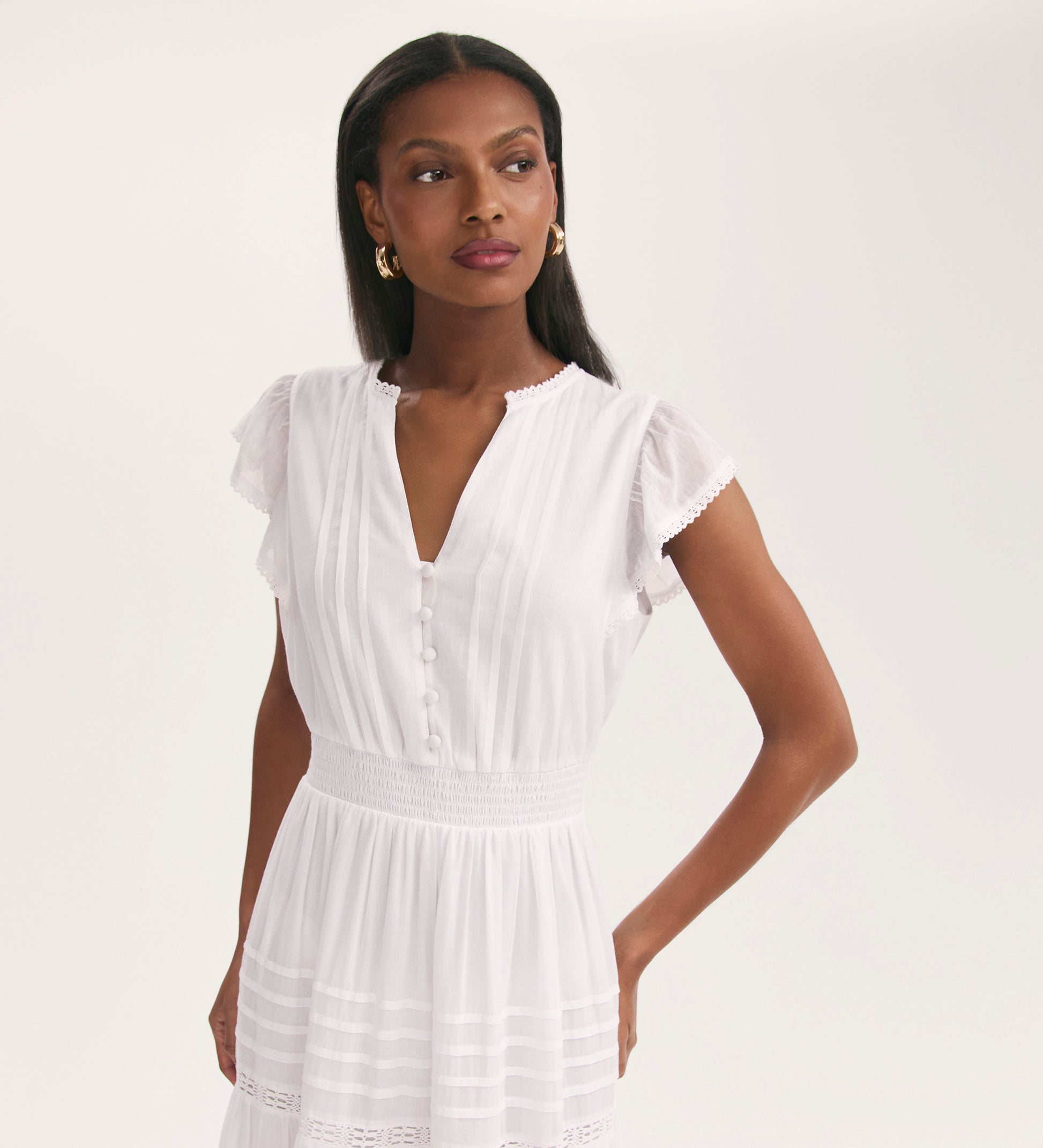 Jude White Cotton Tiered Midi Dress Finery London Jude White Cotton Tiered Midi Dress Finery London