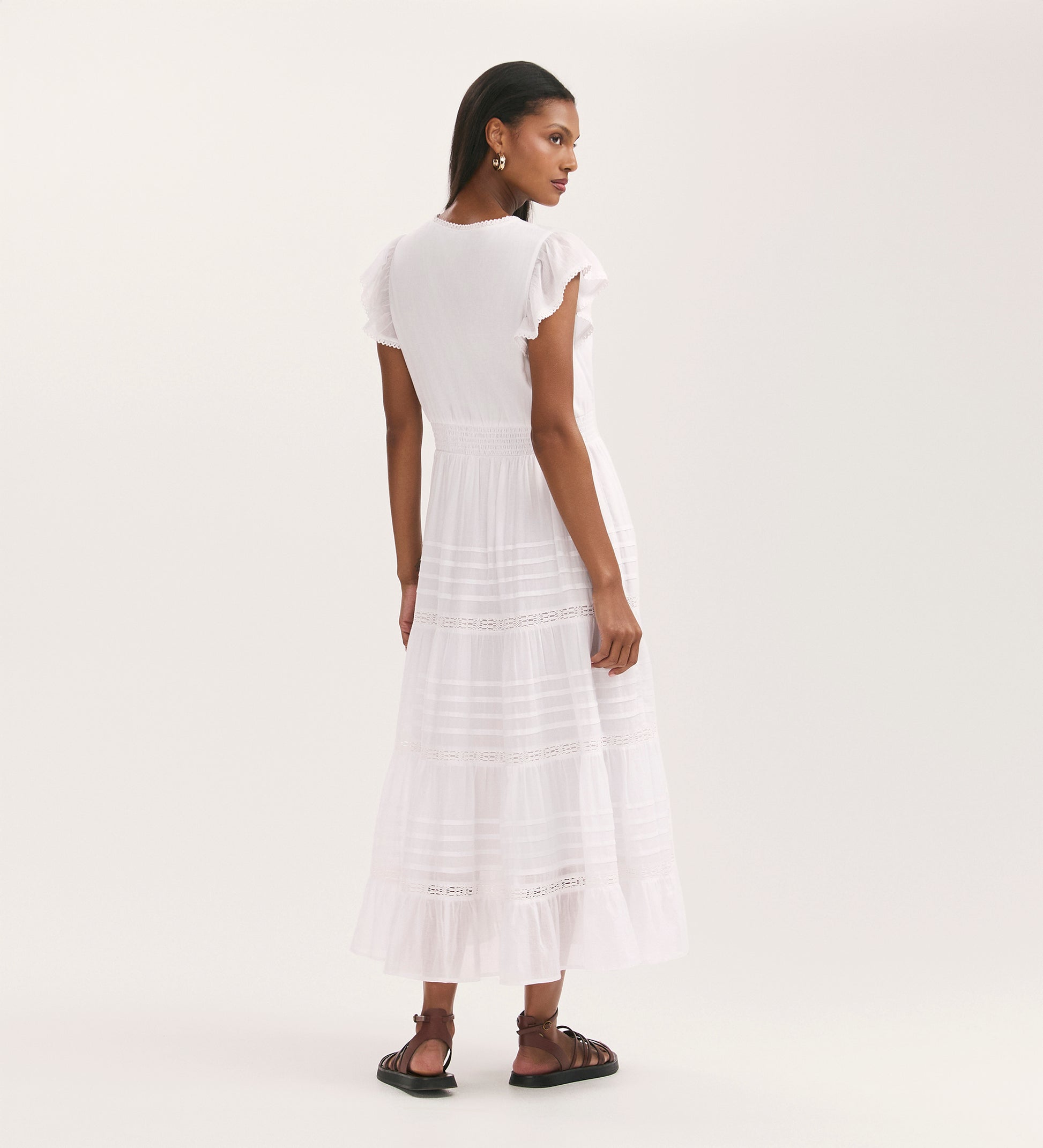 Jude White Cotton Tiered Midi Dress Finery London Jude White Cotton Tiered Midi Dress Finery London