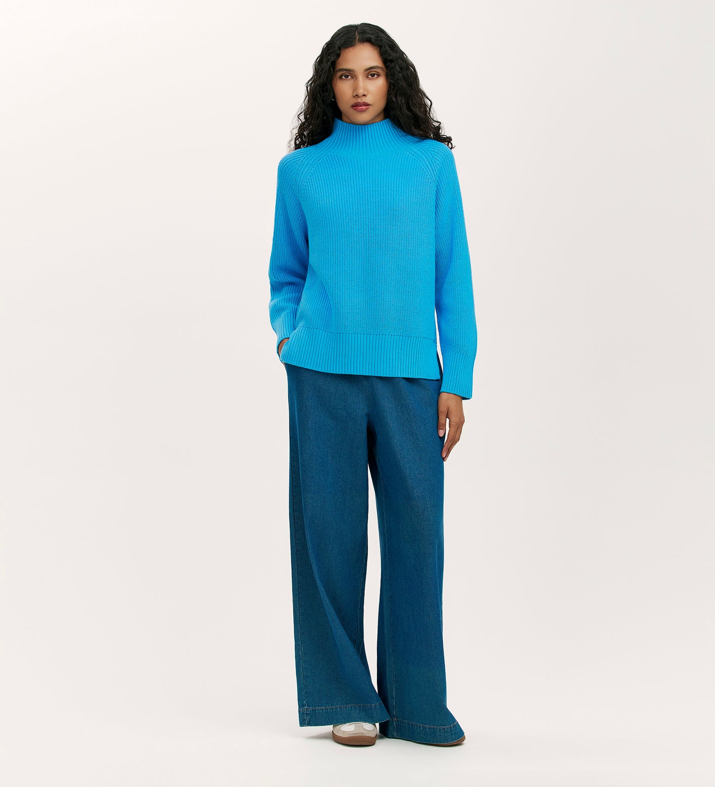 Kaela Light Blue High Neck Jumper