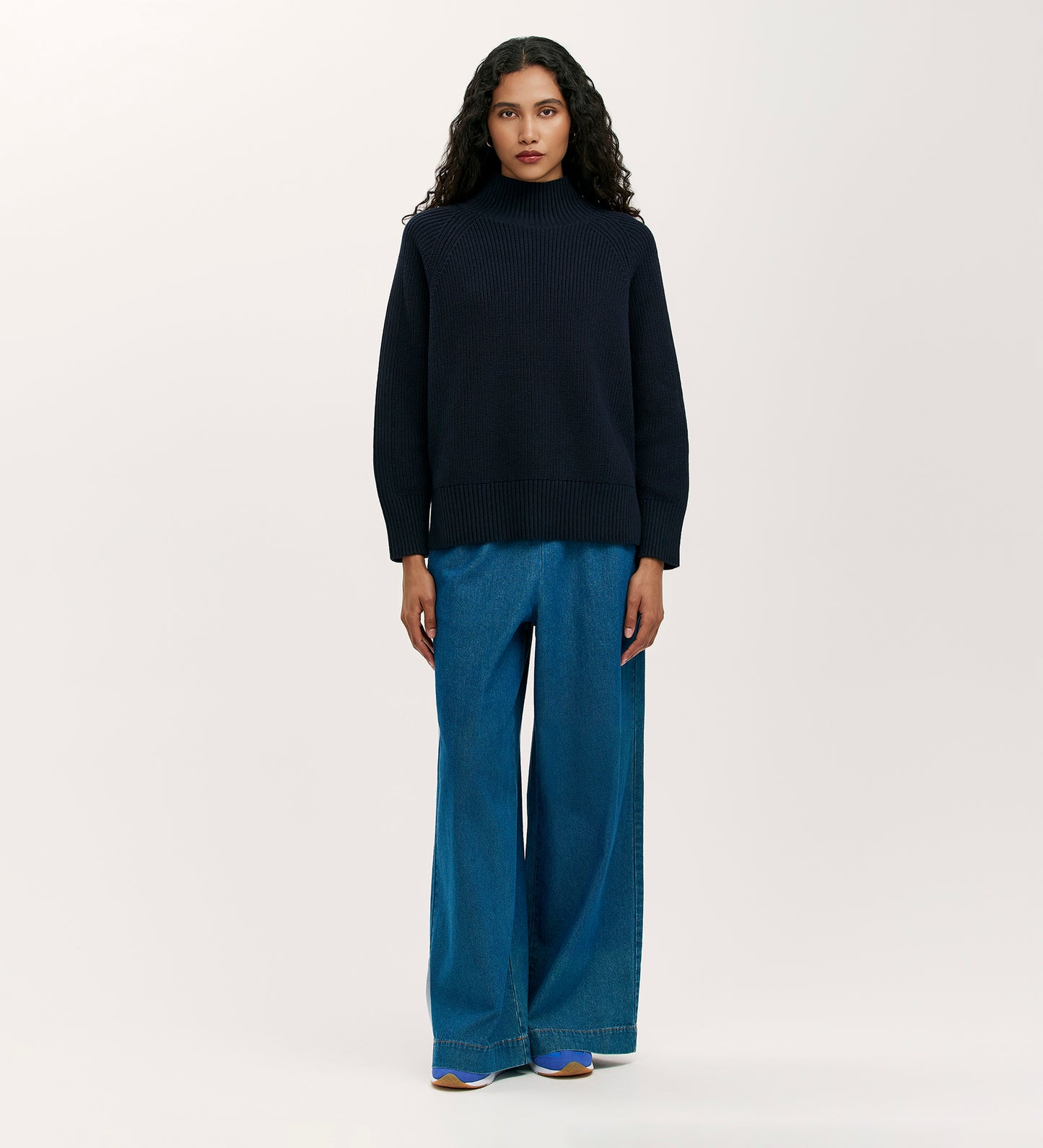 Kaela Navy High Neck Jumper