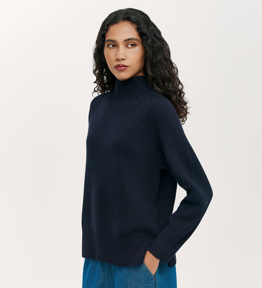 Kaela Navy High Neck Jumper