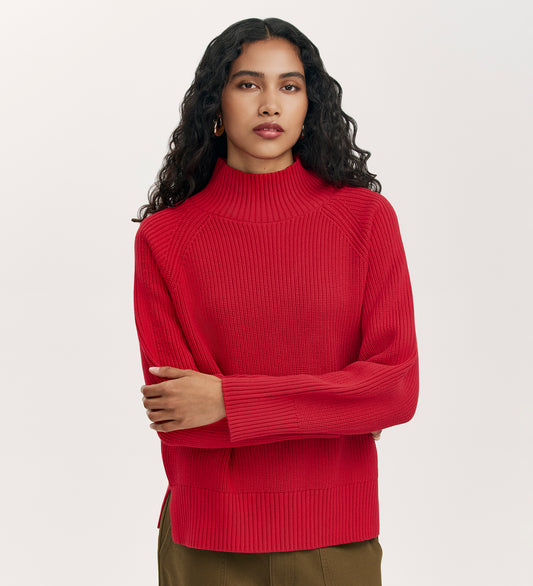 Kaela Red High Neck Jumper