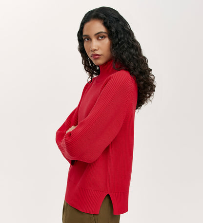 Kaela Red High Neck Jumper