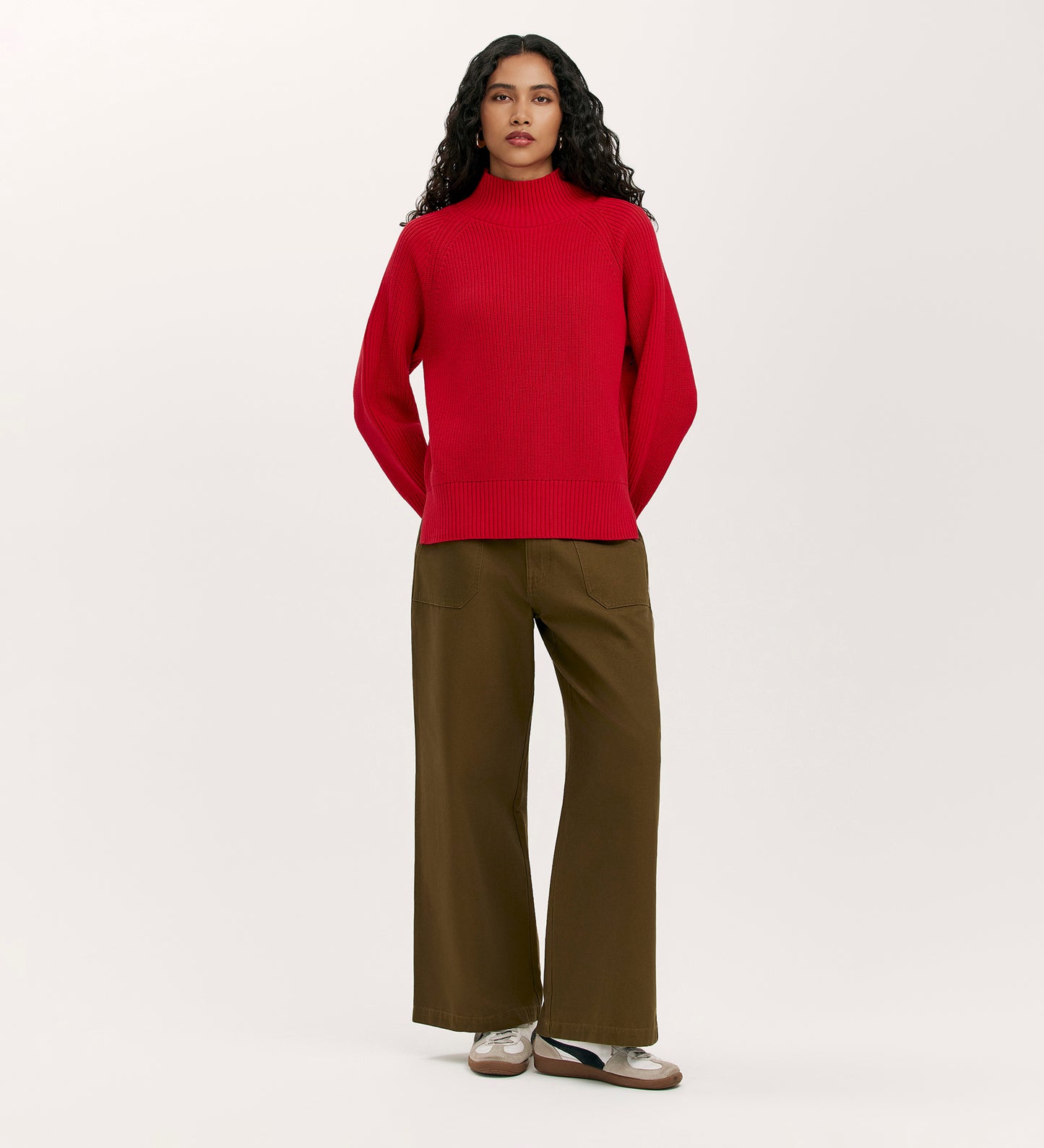 Kaela Red High Neck Jumper