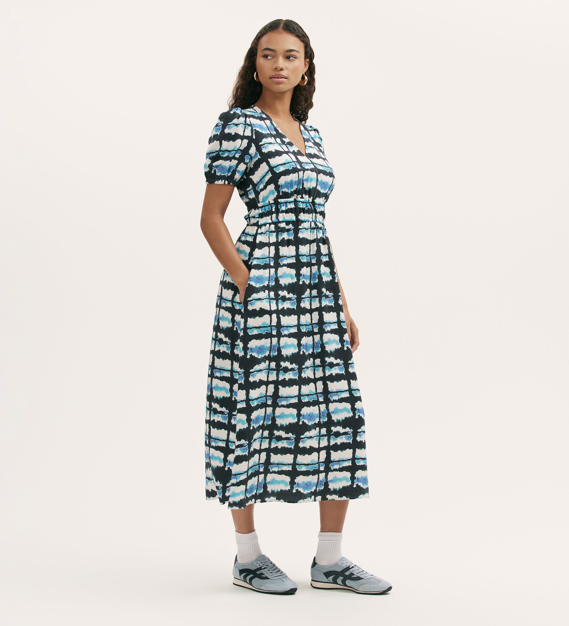 Katerina Blue Tie Dye Midi Smock Dress Finery London Katerina Blue Tie Dye Midi Smock Dress Finery London