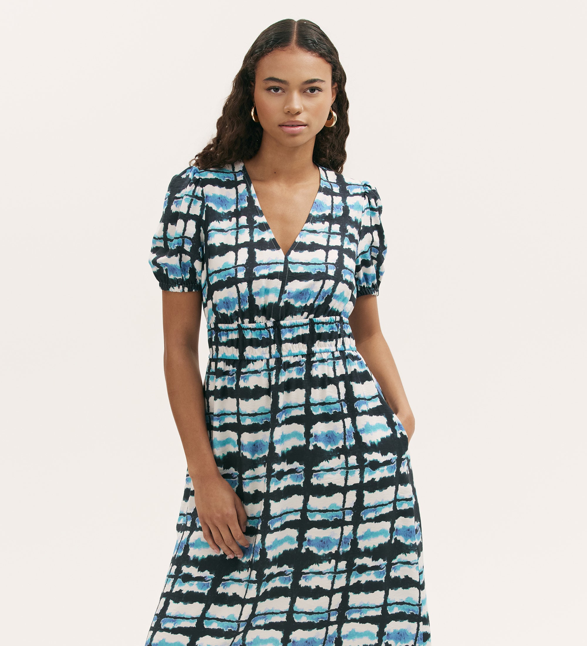 Katerina Blue Tie Dye Midi Smock Dress – Finery London