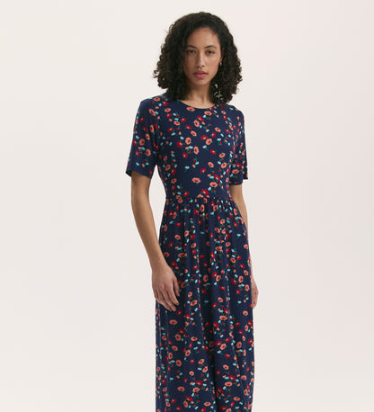 Kathryn Navy Flower Jersey Midi T-Shirt Dress Finery London Kathryn Navy Flower Jersey Midi T-Shirt Dress Finery London