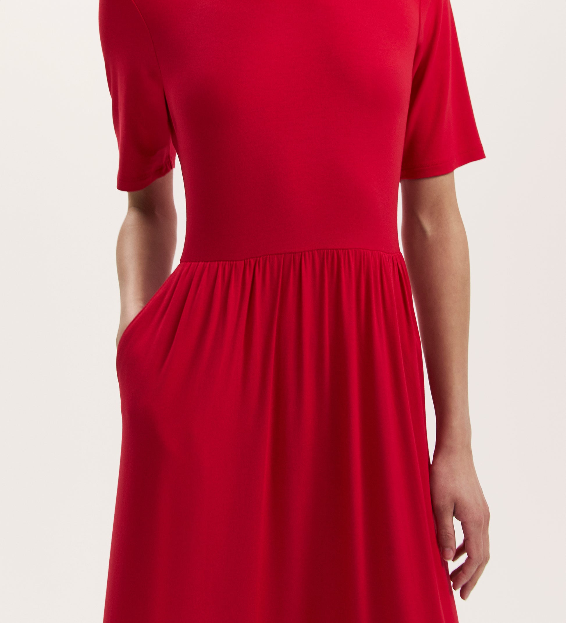 red t shirt dress near me Women's Short Sleeve Smocked Waist Midi T-Shirt Dress