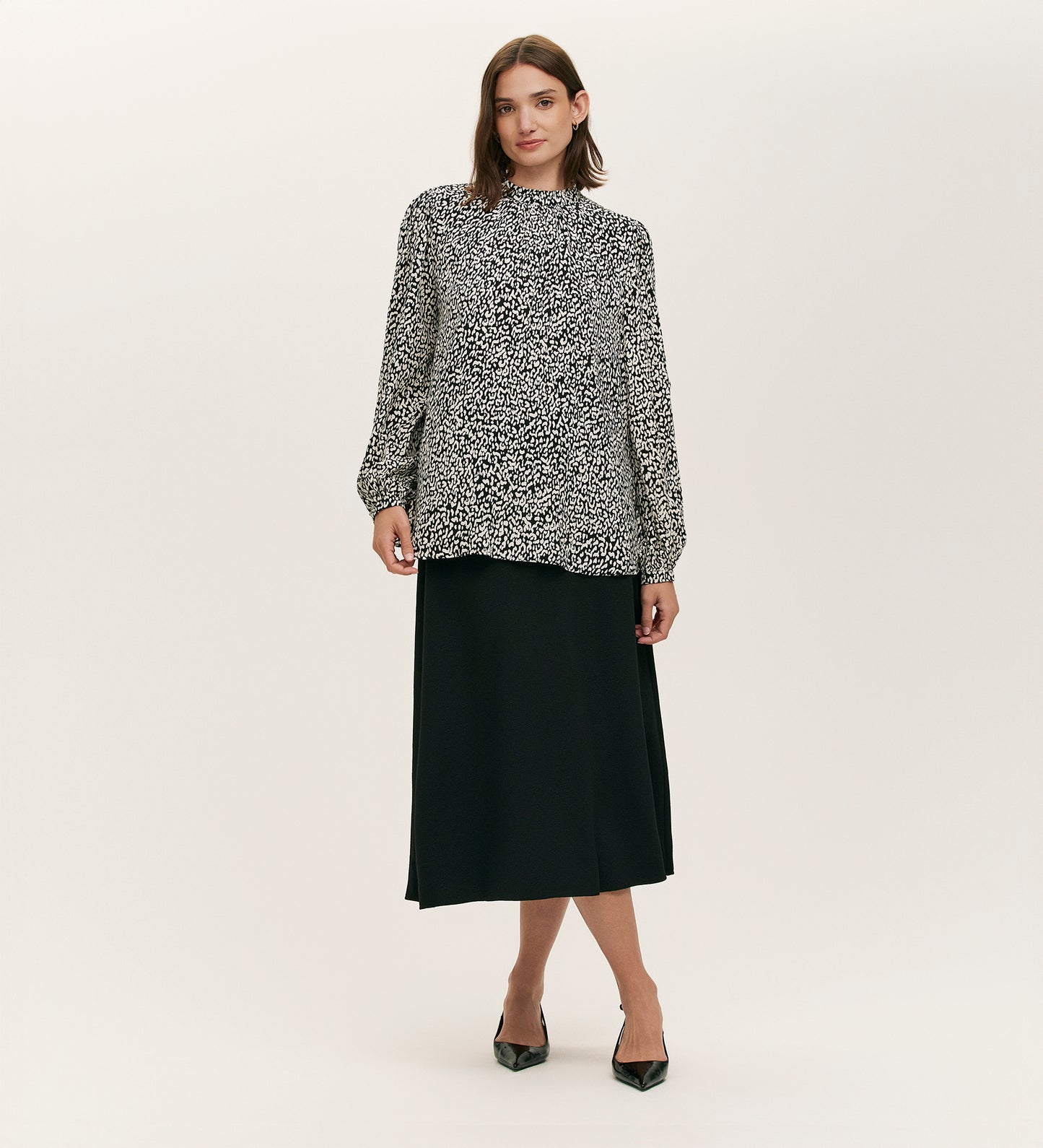 Keira Black Leopard Crepe Top