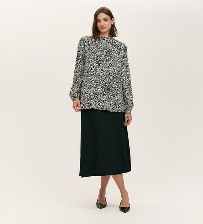 Keira Black Leopard Crepe Top