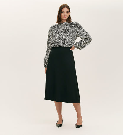 Keira Black Leopard Crepe Top