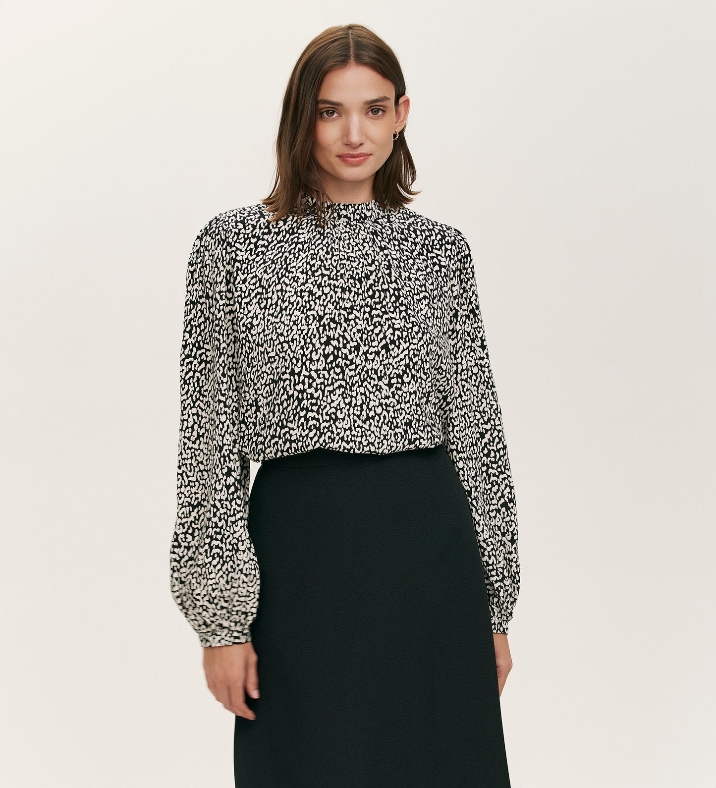 Keira Black Leopard Crepe Top