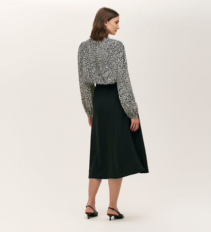 Keira Black Leopard Crepe Top