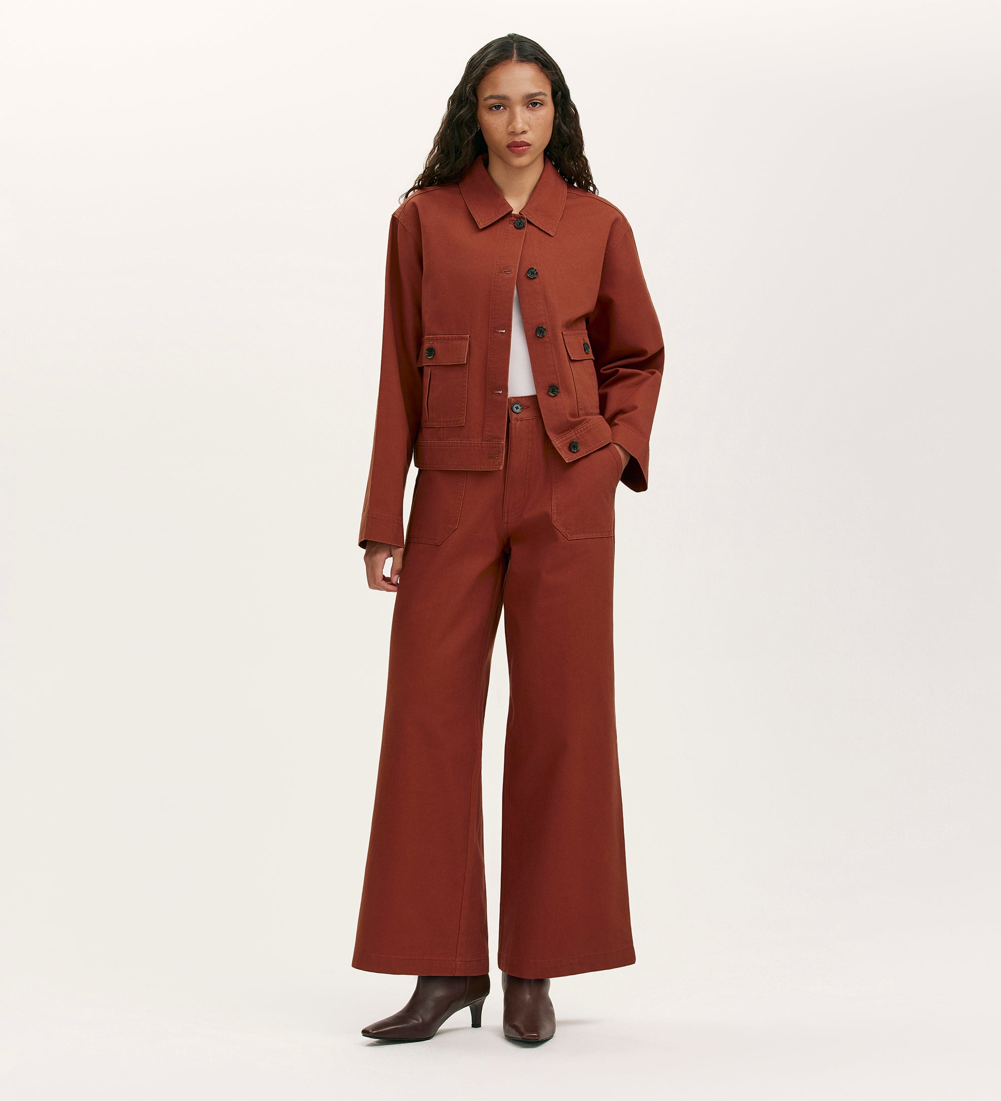 Kelsie Terracotta Canvas Jacket | Finery London