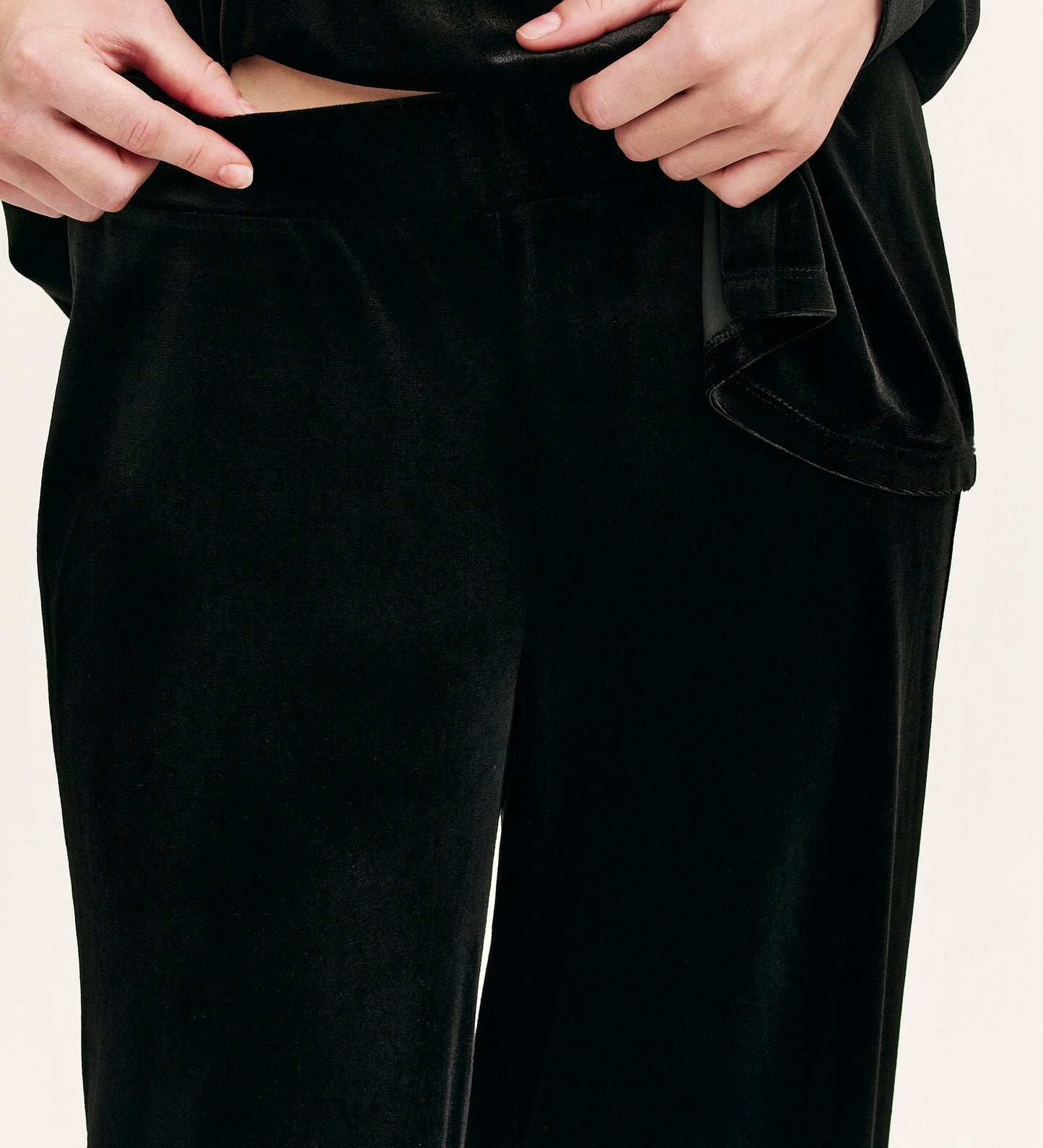 Kenzie Black Velvet Wide Leg Trousers