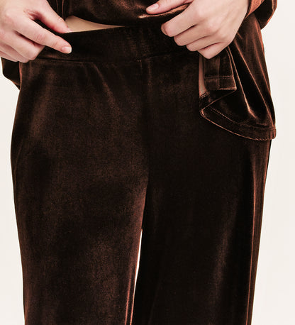 Kenzie Mocha Velvet Wide Leg Trousers