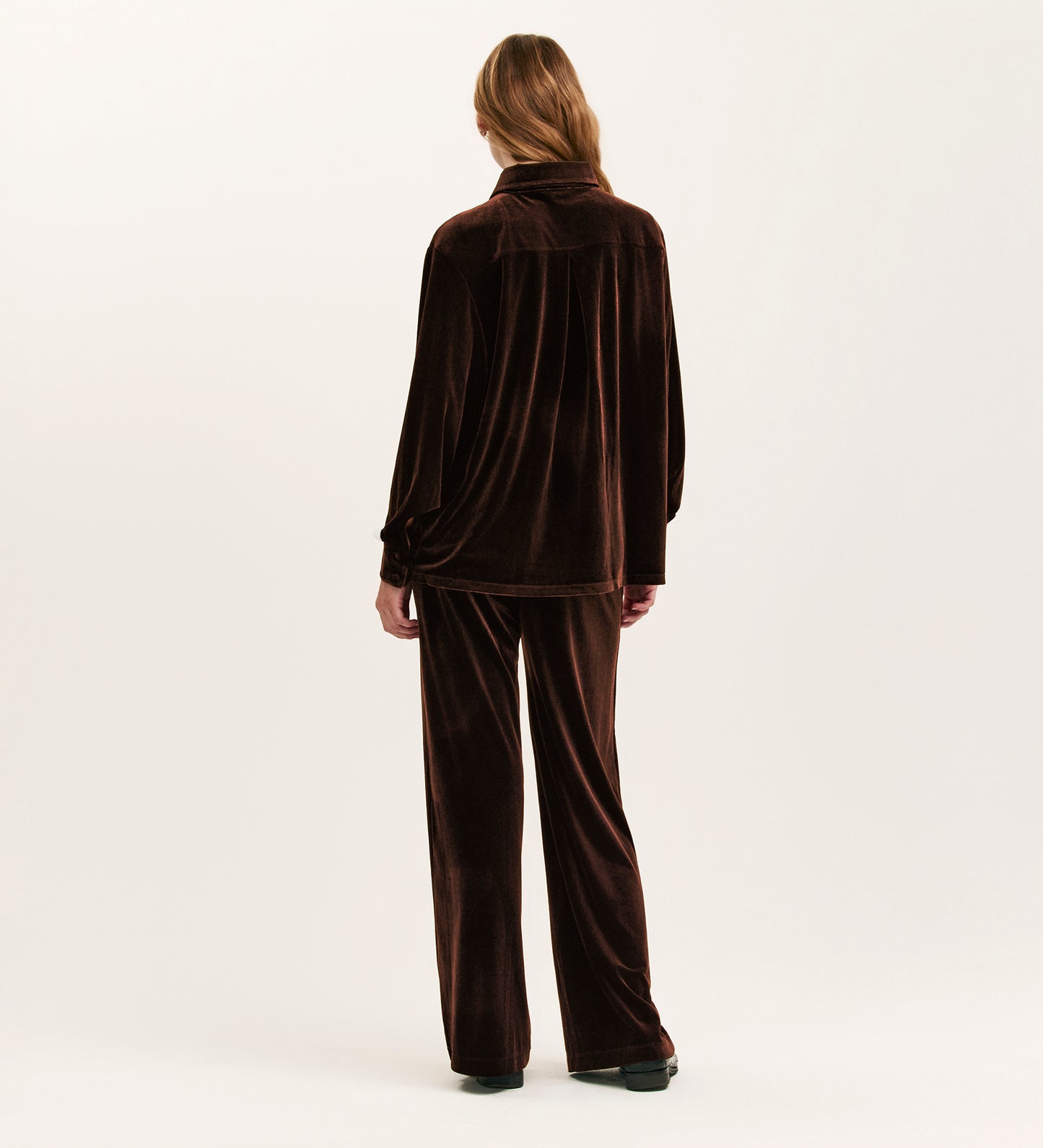 Kenzie Mocha Velvet Wide Leg Trousers