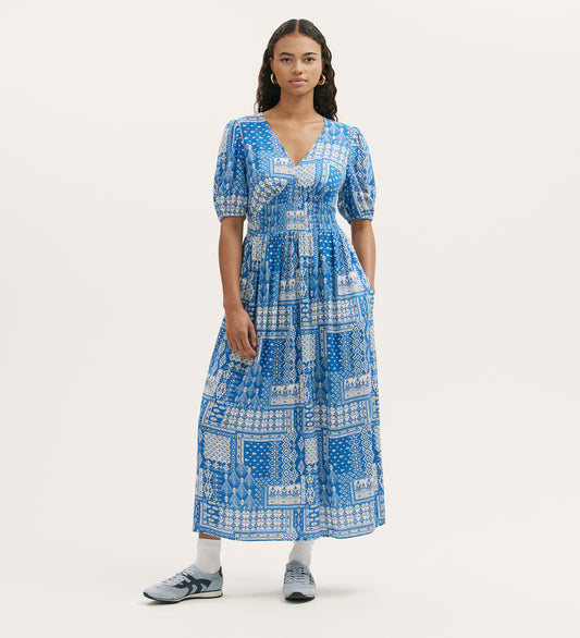 Kiara Blue Aztec Midi Dress