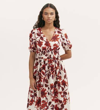 Kiara Cream Floral Midi Dress