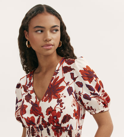 Kiara Cream Floral Midi Dress