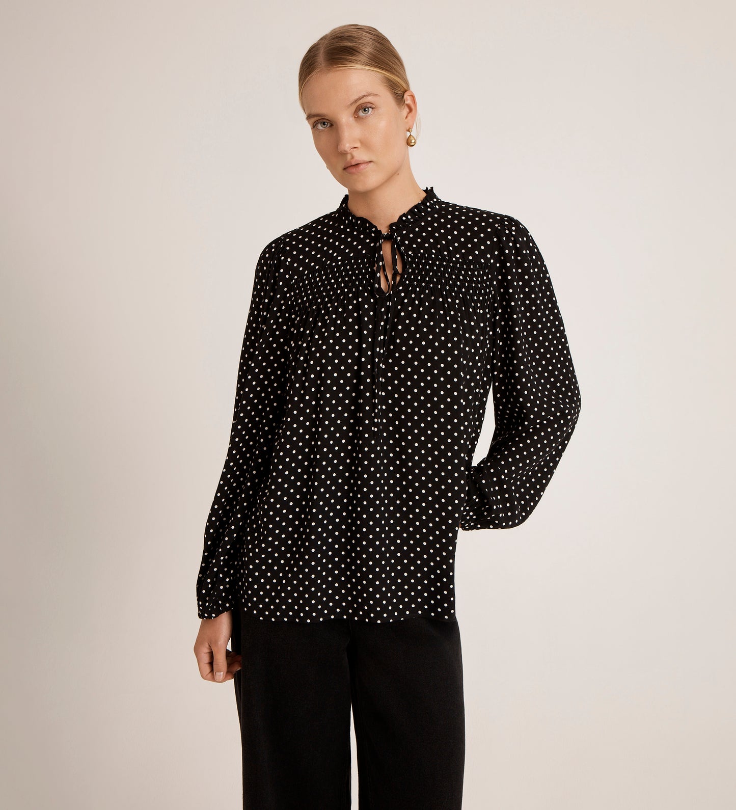 Kiya Black Polka Dot Blouse
