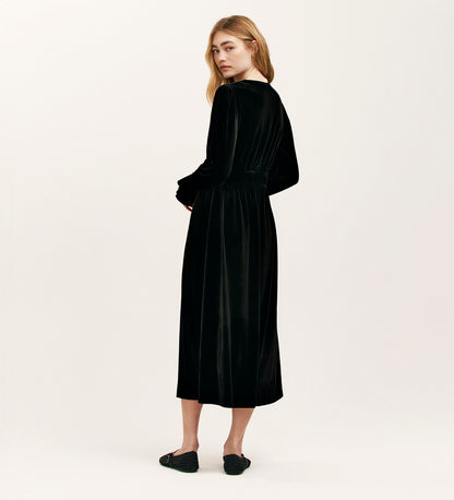 Laila Black Velvet Midi Dress