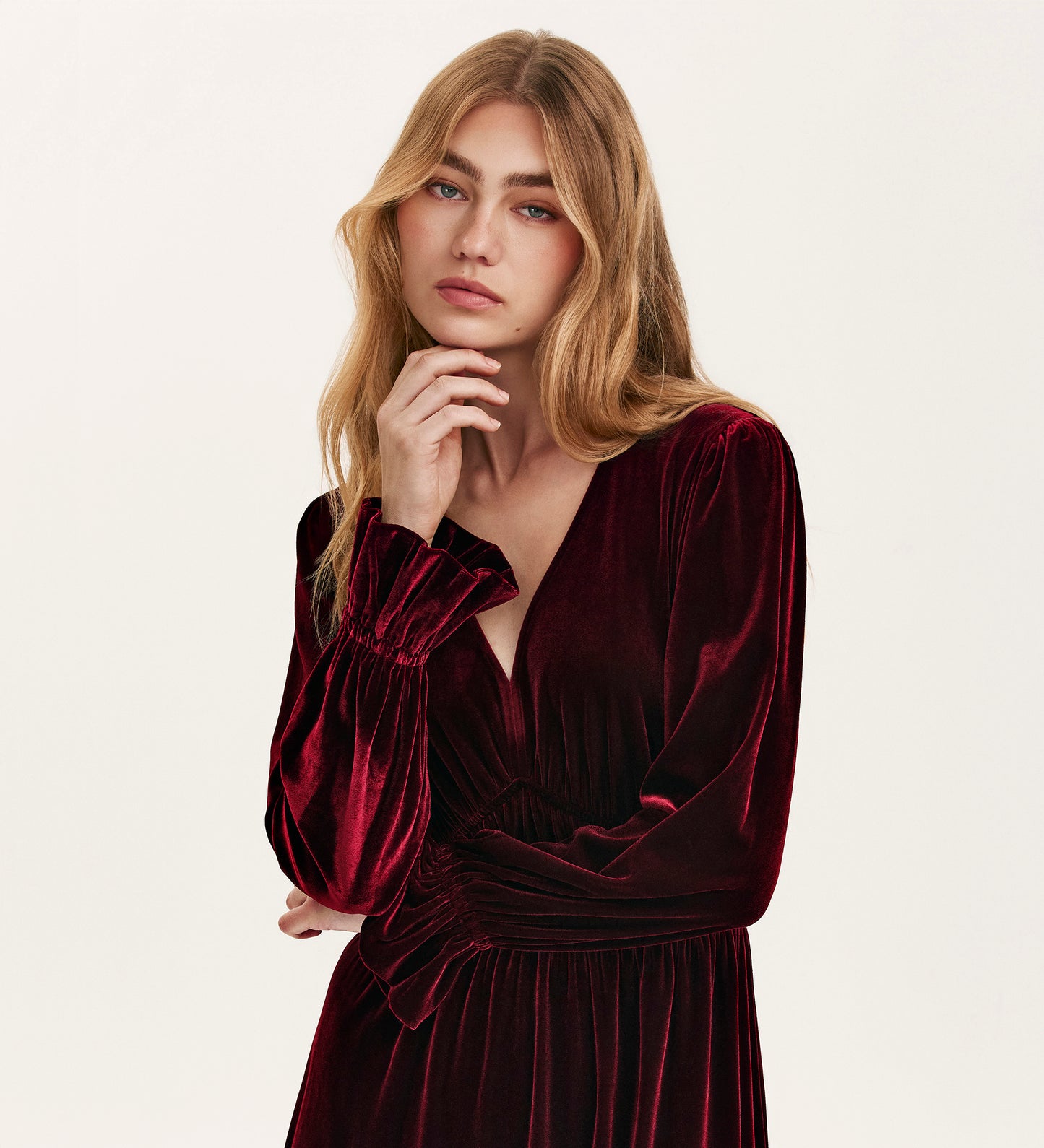Laila Burgundy Velvet Midi Dress