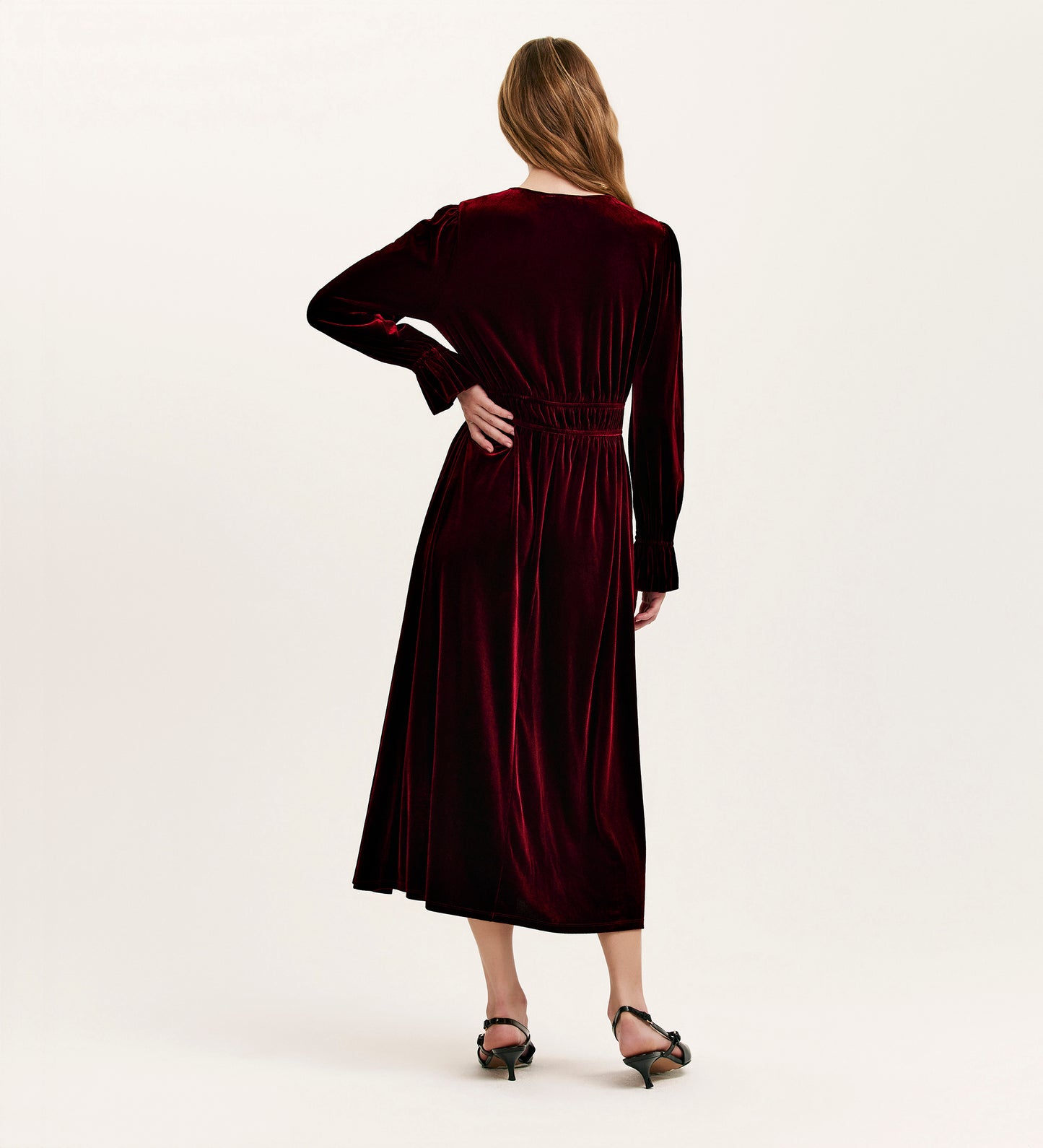 Laila Burgundy Velvet Midi Dress