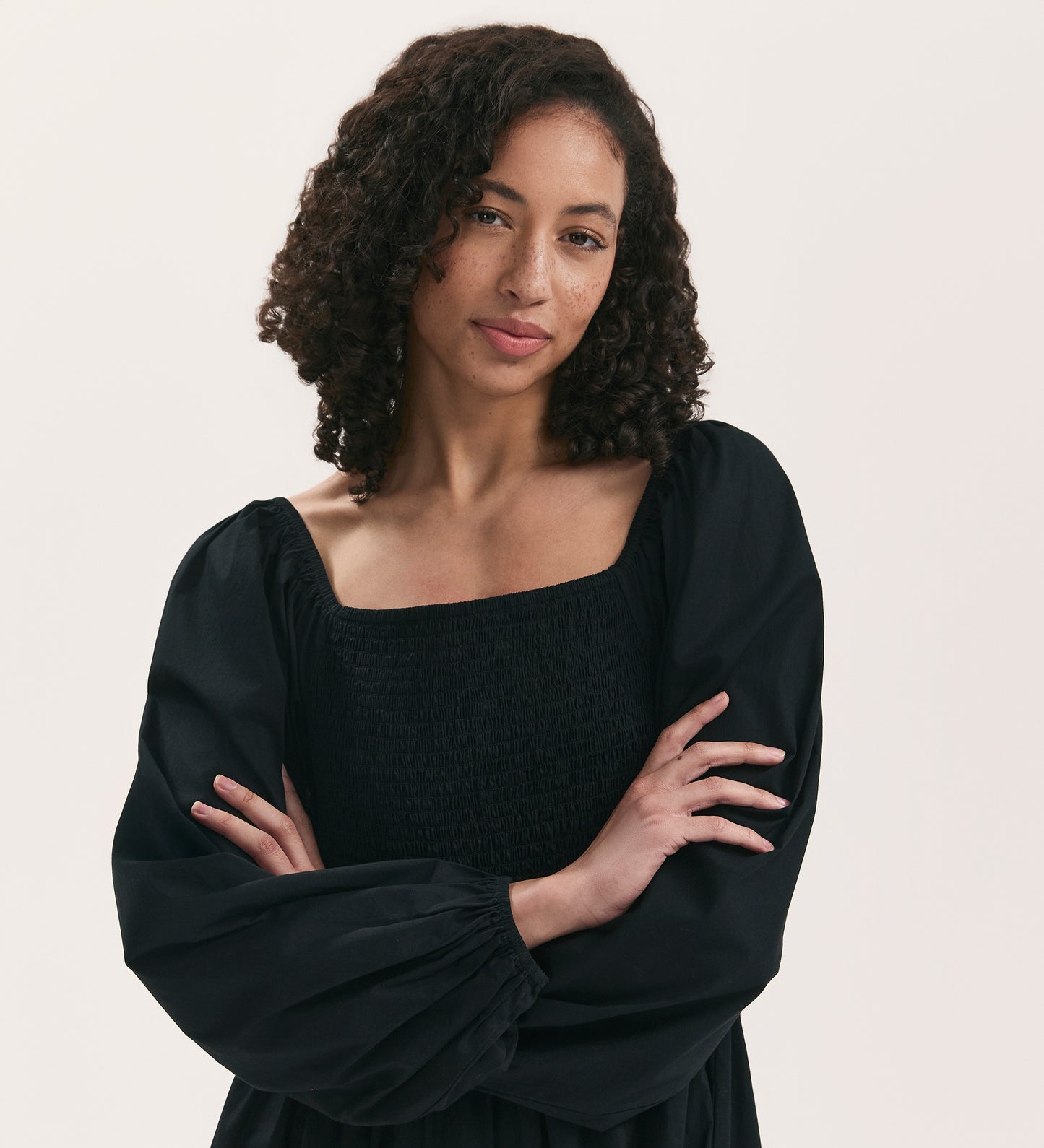 Lauretta Black Cotton Midi Tiered Dress