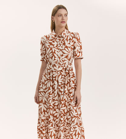Liana Tan Leaf Midi Tiered Dress