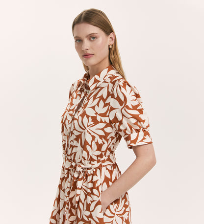 Liana Tan Leaf Midi Tiered Dress