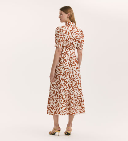 Liana Tan Leaf Midi Tiered Dress