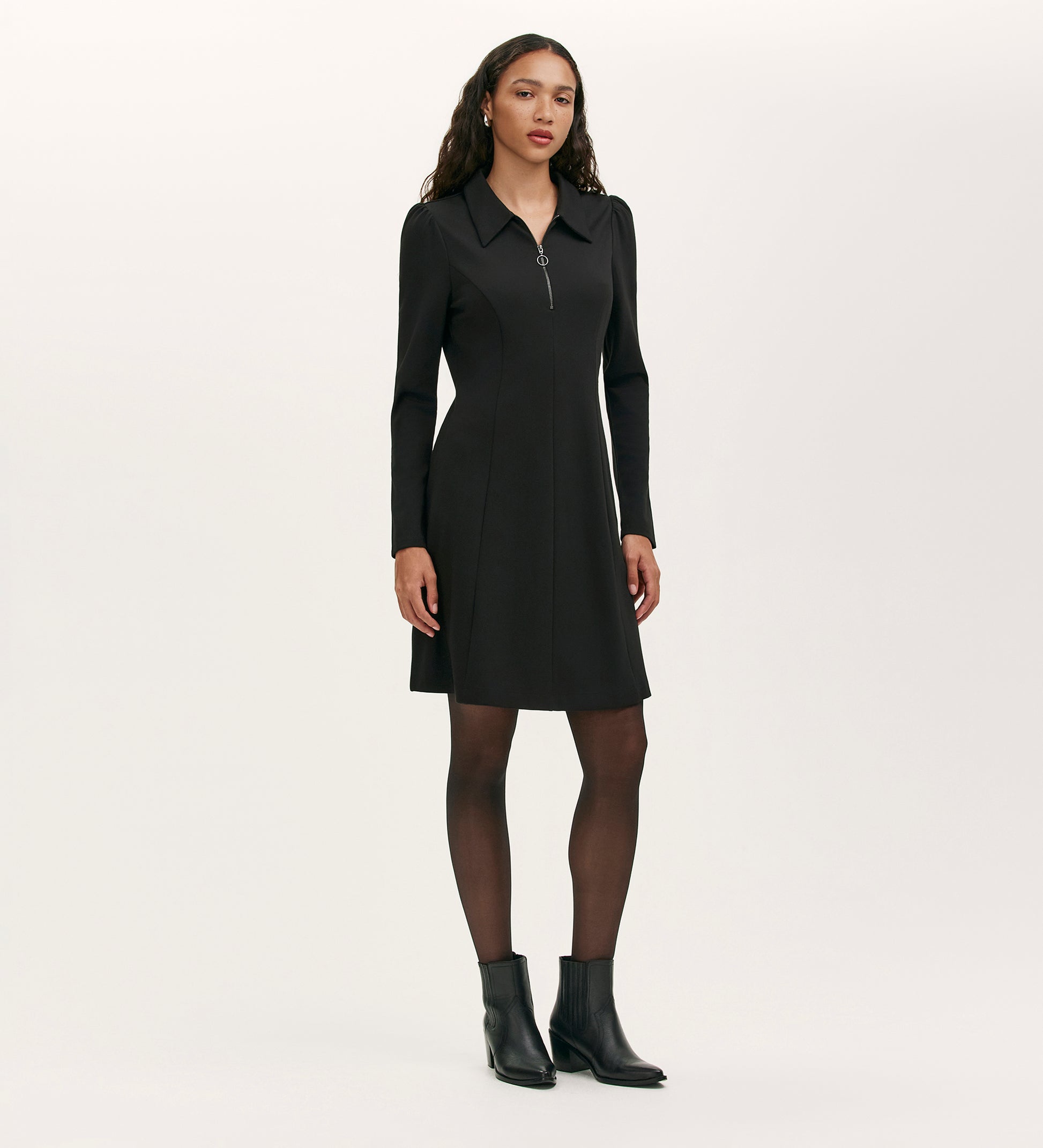 Lea Black Ponte Jersey Short Dress | Finery London Lea Black Ponte Jersey Short Dress | Finery London