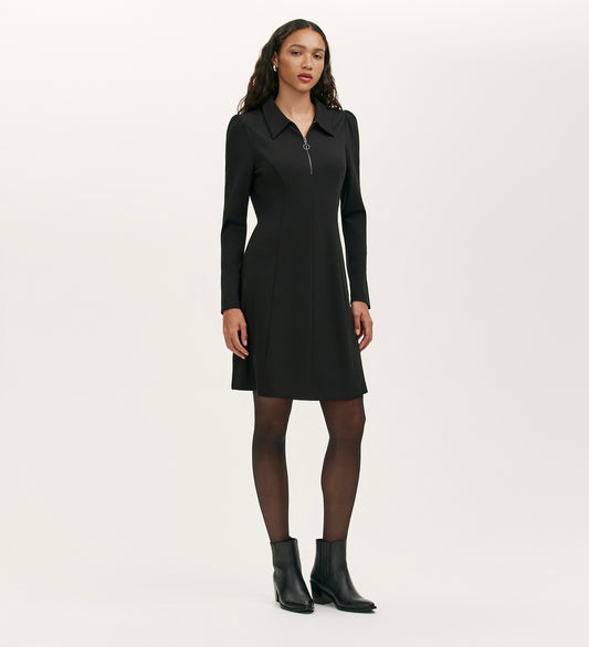 Lea Black Ponte Jersey Short Dress