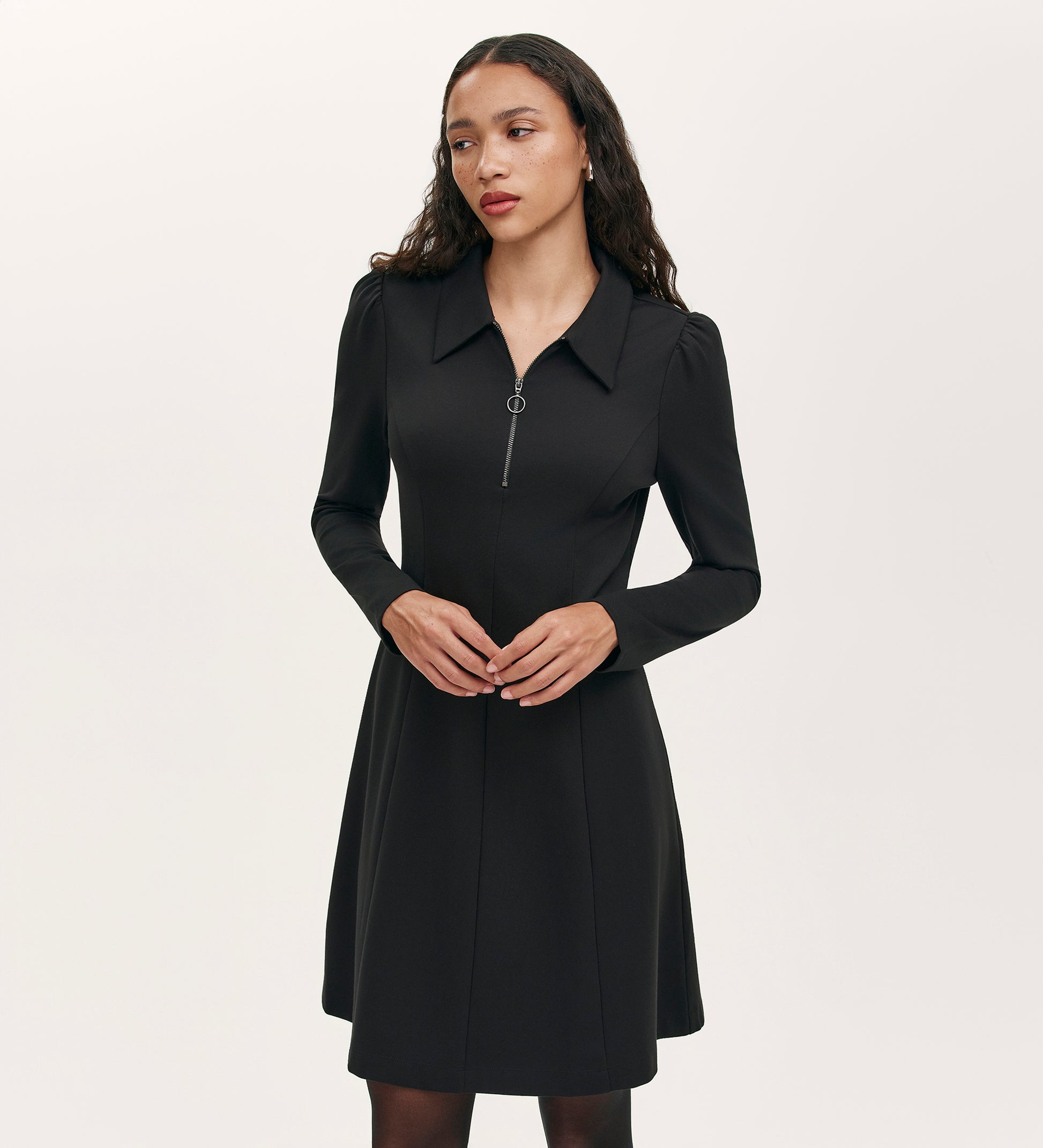 Lea Black Ponte Jersey Short Dress | Finery London Lea Black Ponte Jersey Short Dress | Finery London