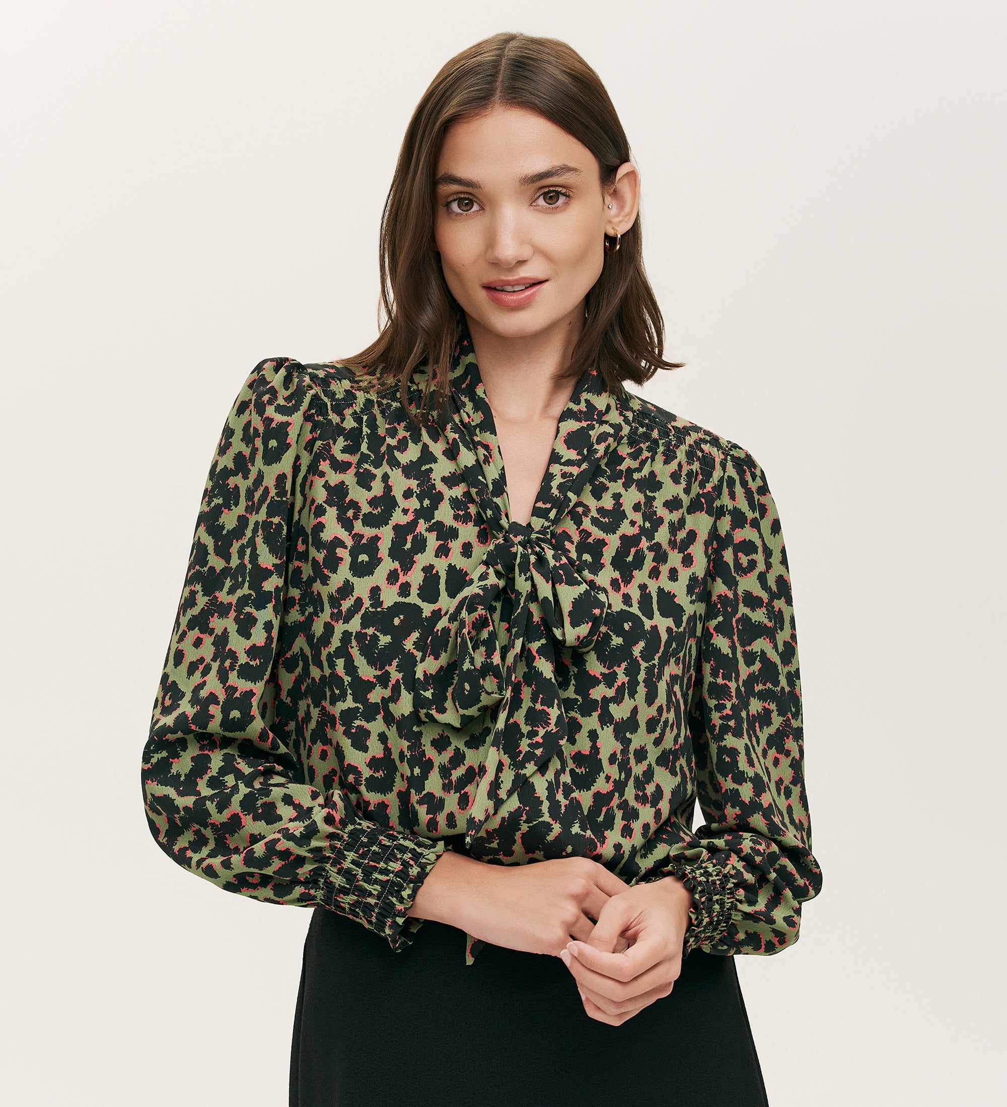 leopard bow tie blouse