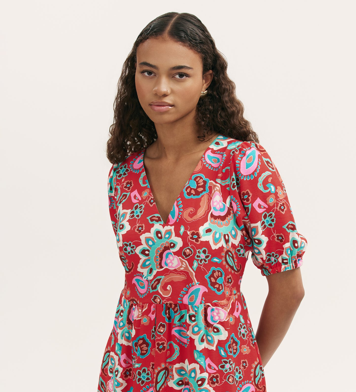 Logan Red Paisley Midi Dress