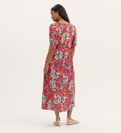 Logan Red Paisley Midi Dress