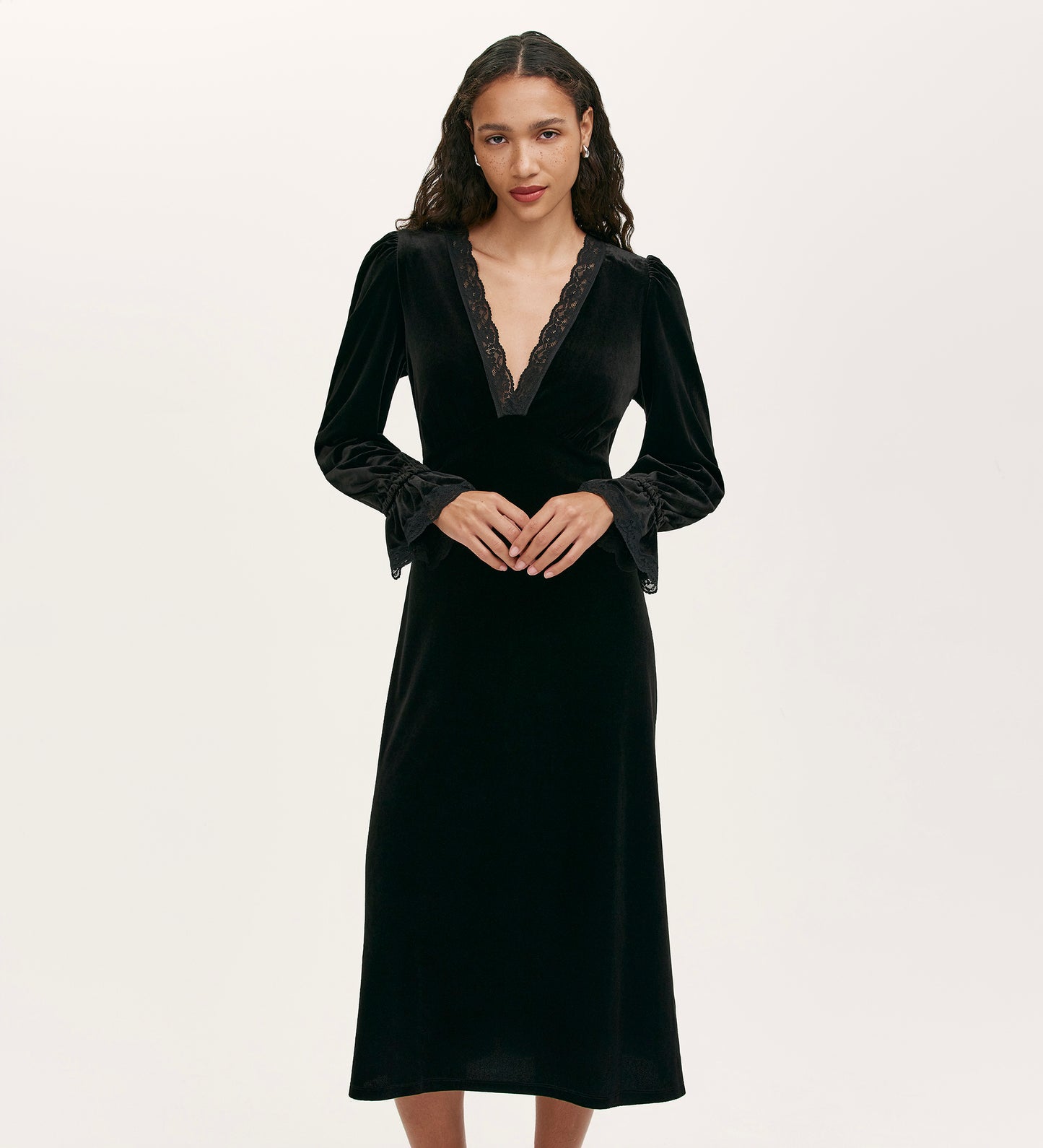 Louise Black Velvet Midi Dress
