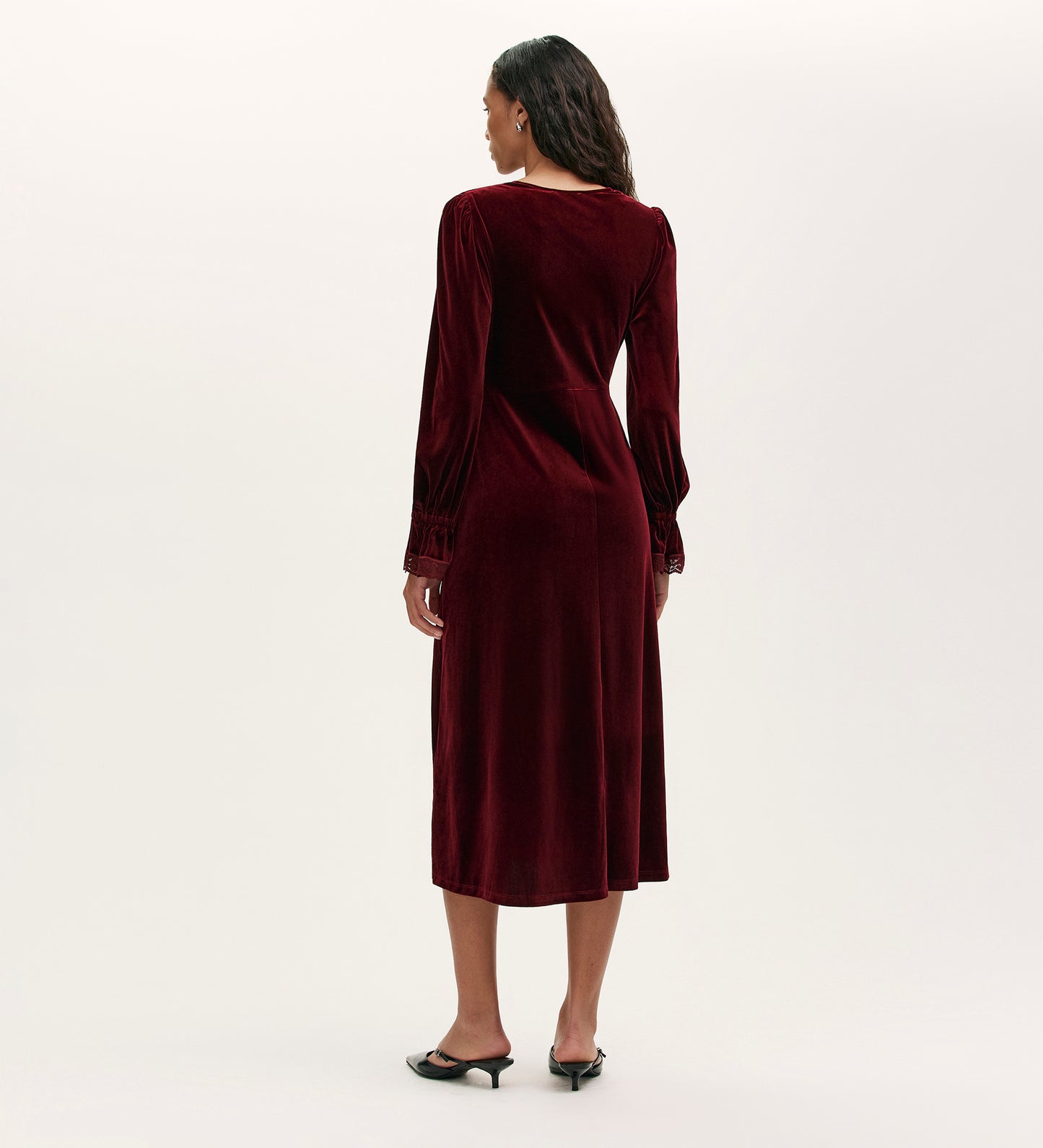 Louise Burgundy Velvet Midi Dress