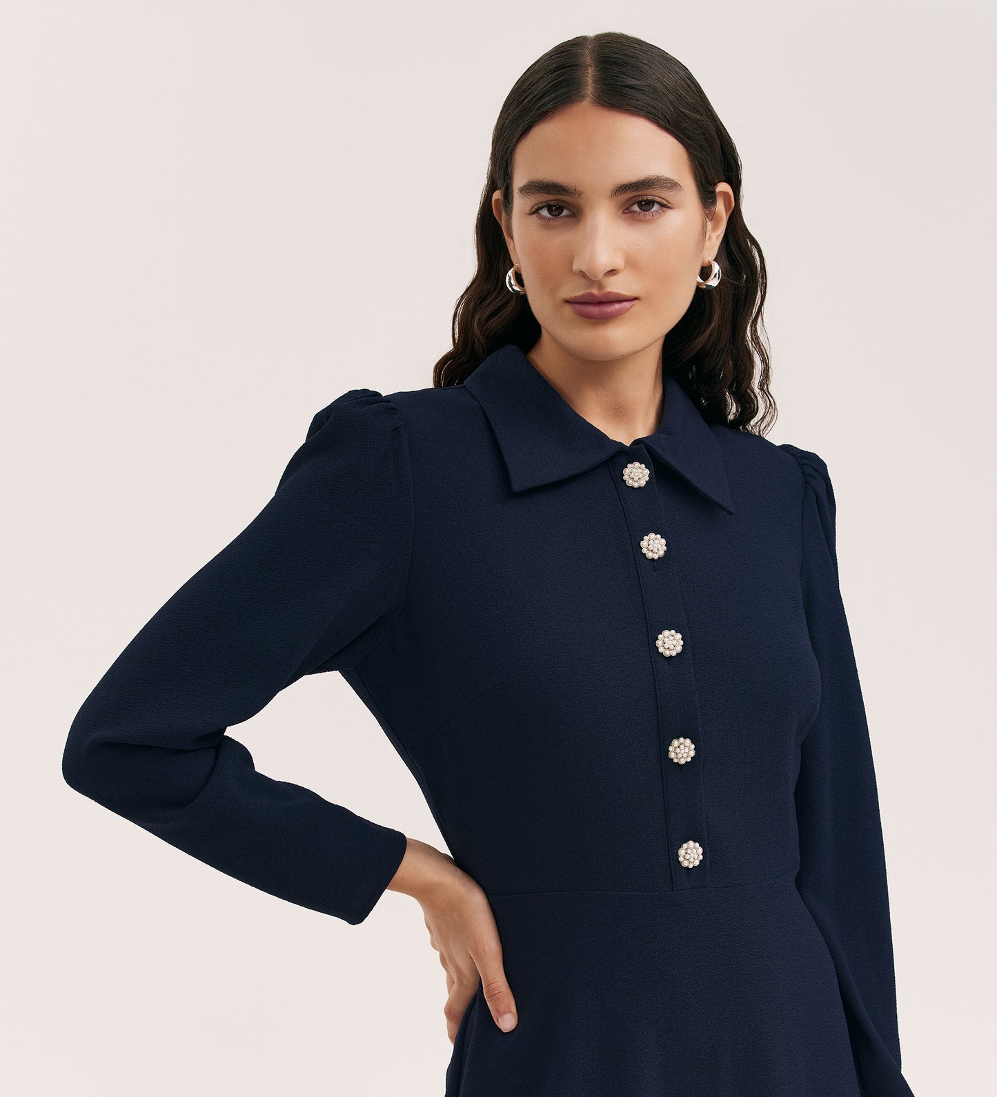 Lucia Navy Midi Tea Dress
